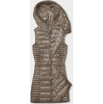 Dámská vesta Kávová dámská péřová vesta s kapucí od J.STYLE, odstíny béžové XL (42) i392_22757-53