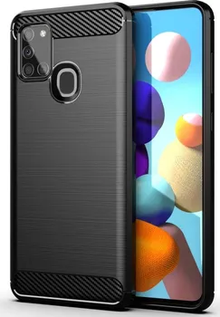 Pouzdro na mobilní telefon Zadní kryt s výztuhou Carbon Case pro Samsung Galaxy A21S (A217F) černý