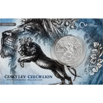 Stříbrná dvouuncová investiční mince Český lev 2024 standard číslovaný