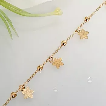 Náramek Náramek na nohu zlatý s přívěškem - kytka