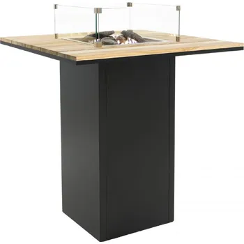 Krbový plynový stůl Cosiloft barový stůl černý rám / deska teak COSI