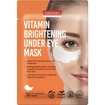 Pleťová maska Purederm Rozjasňující pleťové polštářky pod oči s vitamíny 30 ks