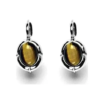Náušnice Stříbrné náušnice, přírodní tygří oko, NK 1374