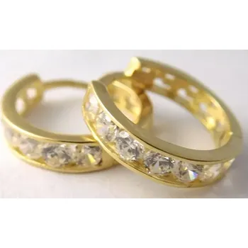 Náušnice Klenoty Budín Zlaté kroužky se zirkony 12ks průměr 12mm 585/1,39gr H846 (Klenoty Budín Zlaté kroužky se zirkony 12ks průměr 12mm 585/1,39gr H846)