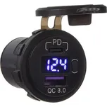 USB nabíječka QC3.0 + USB-C, dig. Voltm. do panelu