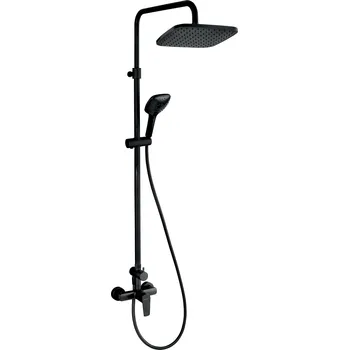 Sprchová hlavice NOVASERVIS Sprchový Sloup s Pákovou Baterií Metalia58 SET071/58.0 Chrom Nástěnný Nastavitelná Výška 1035-1225 mm Hlavová Sprcha 23x23 cm 3-polohová Ruční Sprcha Kovová Hadice 150 cm Záruka 7 let Barva: Černá