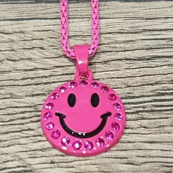 Řetízek Dětský růžový řetízek s kamínky - smajlík