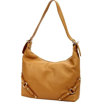 Středně velká kožená hnědá kabelka na rameno i crossbody Luka no. 006