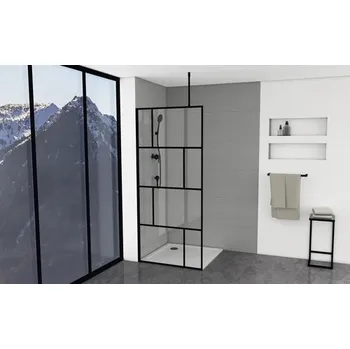 Walk In Aurlane 90 cm barva rámu černá dekor skla čiré sklo FAC586o