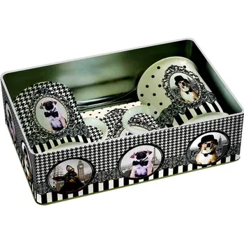 Easy Life Krásná dárková sada dvou hrnků Barocco Dogs v plechové dóze 2x350 ml