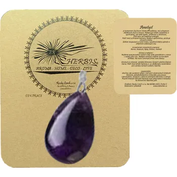 Přívěsek EX Herbis AHDL Přívěsek placička - kapka Ametyst 35 mm YCM89