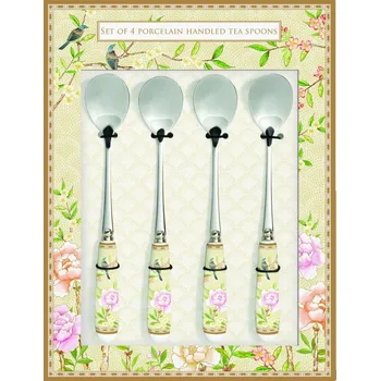 Příbor Easy Life Sada čajových lžiček Palace Garden Fresco s porcelánovou rukojetí 4 ks