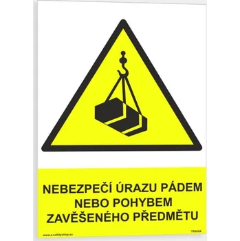Značení Nebezpečí úrazu pádem nebo pohybem zavěšeného předmětu Plast 148 x 210 mm (A5) tl. 2 mm - Kód: 00218