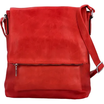 Stylová dámská koženková crossbody kabelka Monaria, červená
