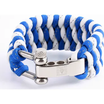 Moto vesta Reflexní pásek, náramek Signus Paracord bílá/modrá XL obvod 22,5cm - Kód: 13758