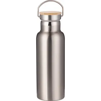 Termoska AveTech Stříbrná termoska s bambusovým víčkem 500 ml