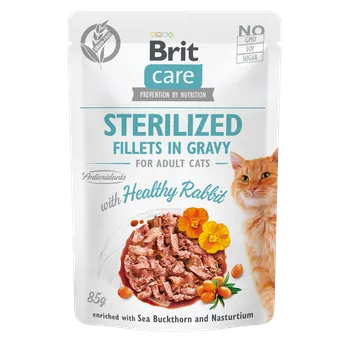 Pro kočku Brit Care Cat Fillets Gravy Steril Healthy Rabbit 85g (min. odběr 24 ks)