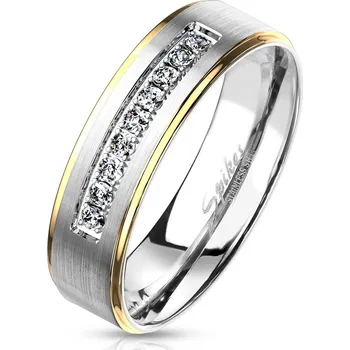 Prsten Spikes USA OPR0109 Dámský ocelový prsten se zirkony - velikost 57 - OPR0109-6-57