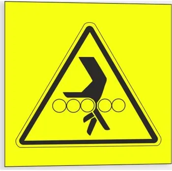 Značení Výstraha - Nebezpečí vtáhnutí ruky mezi válečky Samolepka 40 x 40 mm tl. 0.1 mm - arch 35 ks - Kód: 02992