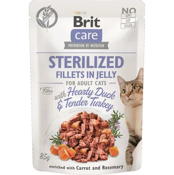 Pro kočku Brit Care Cat Fillets in Jelly Steril Duck&Turkey 85g (min. odběr 24 ks)