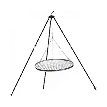 Outdoor vaření Trojnožka 1,25 m a rošt grilovací s pásovinou 48 cm (závěsný grilovací rošt 48 cm po obvodu s pásovinou na trojnožce 1,25 m)