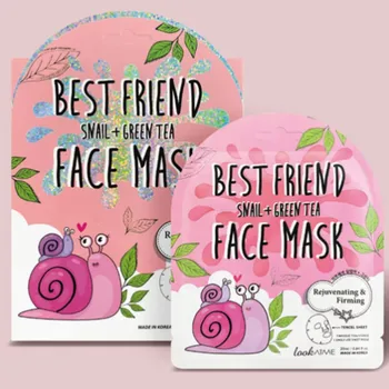 Pleťová maska LOOK AT ME - Best Friend Snail + Green Tea Tencel Face Mask - Zpevňující plátýnková maska se zeleným čajem a šnečím mucinem - 25 ml