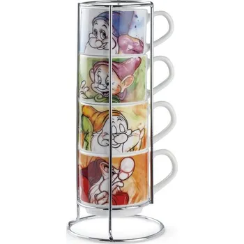 Egan Italy Egan - Porcelánové šálky na espresso se stojánkem SEDM TRPASLÍKŮ 4 ks - 80 ml