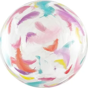 Balonek bublina s potiskem Barevná Peříčka - 51 cm