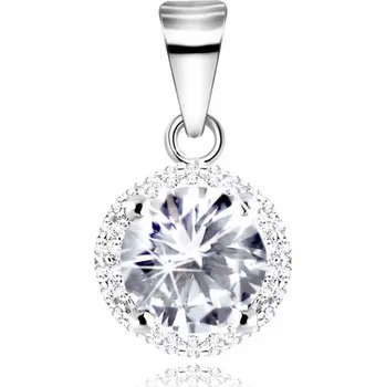 Přívěsek Stříbrný 925 přívěsek, kulatý zirkon čiré barvy, třpytivý zirkonový lem