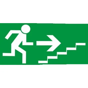 Únikové schodiště vpravo nahoru Samolepka 200 x 100 mm tl. 0.1 mm - Transparentní - Kód: 10397