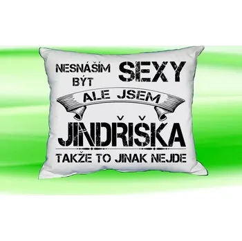 Dekorativní polštářek Polštář se jménem JINDŘIŠKA Bilý (polštářek nesnáším být sexy ale jsem ???)