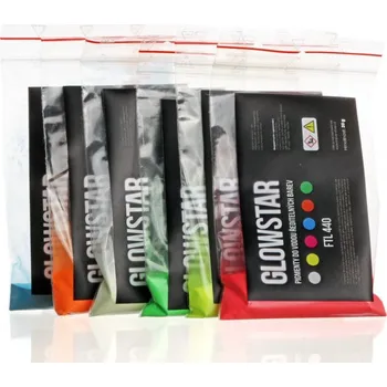 Noční světlo Fotoluminiscenční pigmenty FTL 440 do vodou ředitelných barev, SADA 6 x 20 g, sáčky: bílý, modrý, zelený, žlutý, červený, oranžový Fotoluminiscenční pigmenty FTL 440 do vodou ředitelných barev, SADA 6 x 20 g, sáčky: bílý, modrý, zelený, žlutý, červený, or