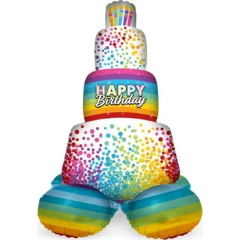 Balónek Stojící balónek Narozeninový dort - Rainbow Bday 72 cm