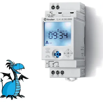 Měřicí přístroj FINDER Hodiny spínací 12.A1.8.230.0000 Digitální astro a týdenní 1P/16A 230V AC IP20 12A182300000