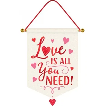 Party dekorace Závěsná dekorace látková - Love is all you need 28 x 38 cm