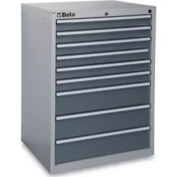PRŮMYSLOVÁ SKŘÍŇKA NA NÁŘADÍ S 9 ZÁSUVKAMI, ŠEDÁ, C35/9GM
