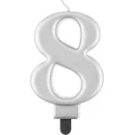 Svíčka narozeninová číslice 8 metalická stříbrná 8 cm