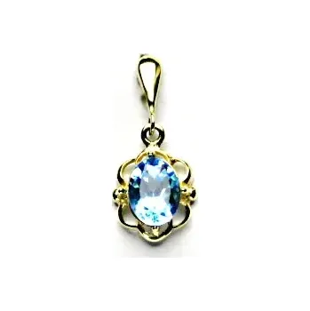 Přívěsek Zlatý přívěsek, přírodní topaz swiss, žluté zlato, P 1140/22 (topaz 8x6 mm)