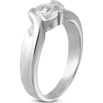 Prsten Šperky4U Ocelový prsten se zirkonem, vel. 50 - velikost 50 - OPR1090-50