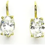 Zlaté náušnice, žluté i bílé zlato, přírodní křišťál - NK 1245 (křišťál 8x6 mm)