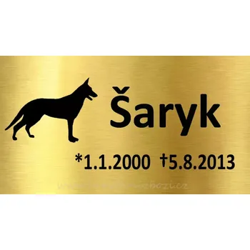 Smuteční dekorace Rytá cedulka na urnu Šaryk zlatá