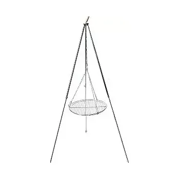 kotlíky Trojnožka stříbrná 1,8 m teleskopická a rošt 70 cm (grilovací rošt drátěný 70 cm na teleskopické trojnožce 1,8 m stříbrné pro grilování na ohni)