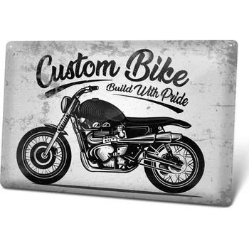Plechová cedule Plechová cedulka "Custom bike" Plechová cedulka - "Custom bike", 200 x 140 mm, Kód: 26458