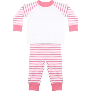 Larkwood Dětské pyžamo LW072 Pink Stripe-White 3-4 Jahre