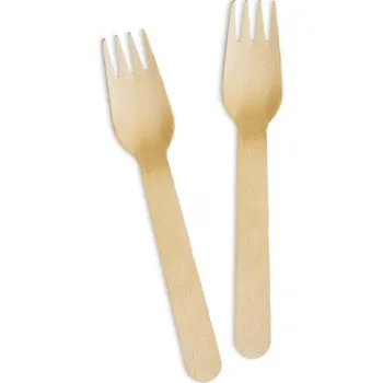 Party nádobí EKO příbory - Vidlička dřevěná 100 ks