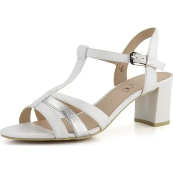 Dámské sandále Caprice kožené sandály na podpatku White/Silver 9-28308-42 - 38 | P683726