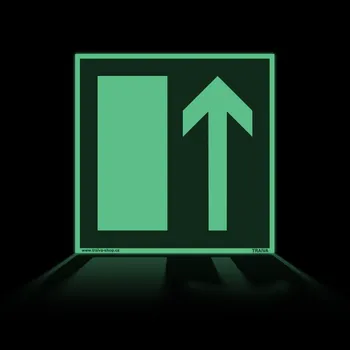 Směr úniku - na podlahu, fotoluminiscenční Samolepka 150 x 150 mm tl. 0.4 mm - fotoluminiscenční - Kód: 00019