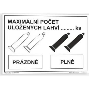 Maximální počet uložených láhví ..... Ks prázdné - plné Plast 210 x 148 mm (A5) tl. 0.5 mm - Kód: 00491