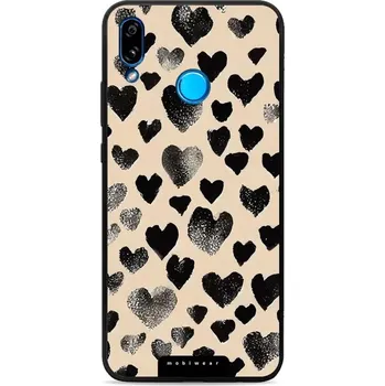 Pouzdro na mobilní telefon Lesklý kryt Mobiwear Glossy - Huawei P20 Lite - GA51G Černá srdíčka (Prémiové lesklé pouzdro, obal, kryt Mobiwear Glossy na mobil Huawei P20 Lite - GA51G Černá srdíčka, materiál Plast + TPU silikon - krytí po všech stranách, neošoupatelný potisk, tenké)