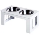 PawHut Miska na krmení pro psy z nerezové oceli, bílá, 58,4 x 30,5 x 25,4 cm D08-015WT